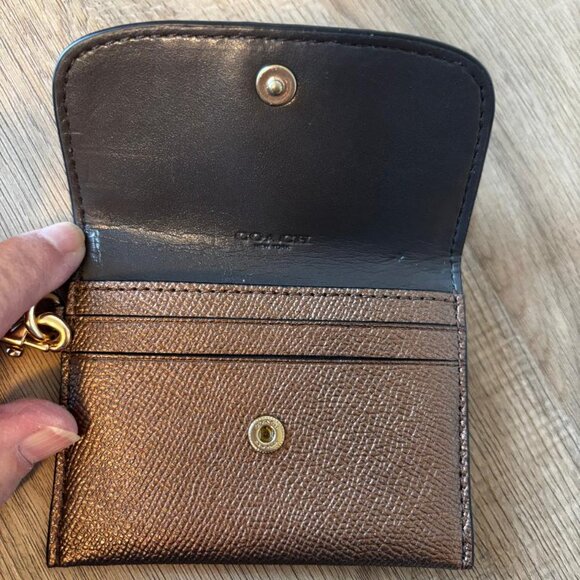 Coach Glitter Card Holder Wristlet with Care Card and tag MSRP $125 - Picture 4 of 4